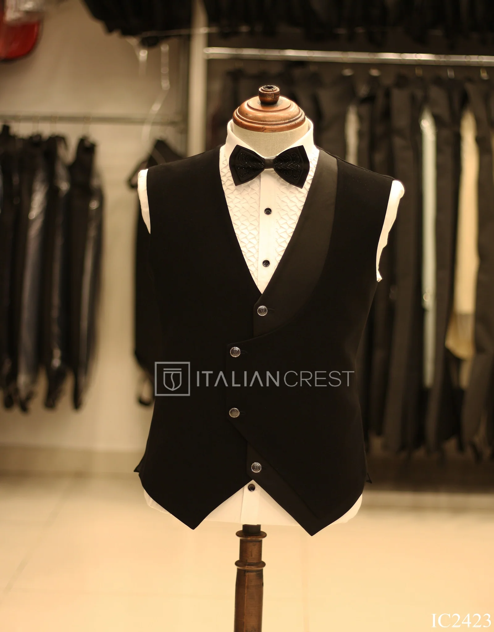 Black Embroidery Work 5pc Wedding Suit - Image 3
