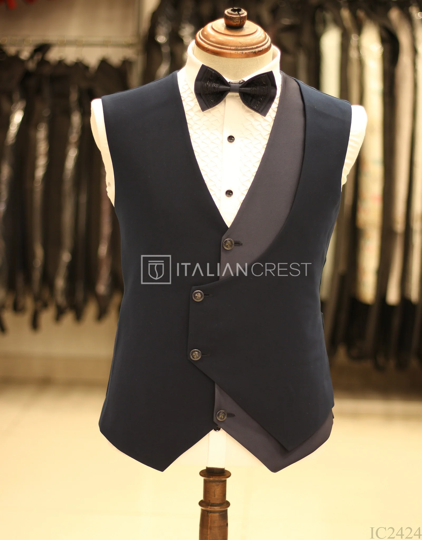 Blue Embroidery Work 5pc Wedding Suit - Image 6