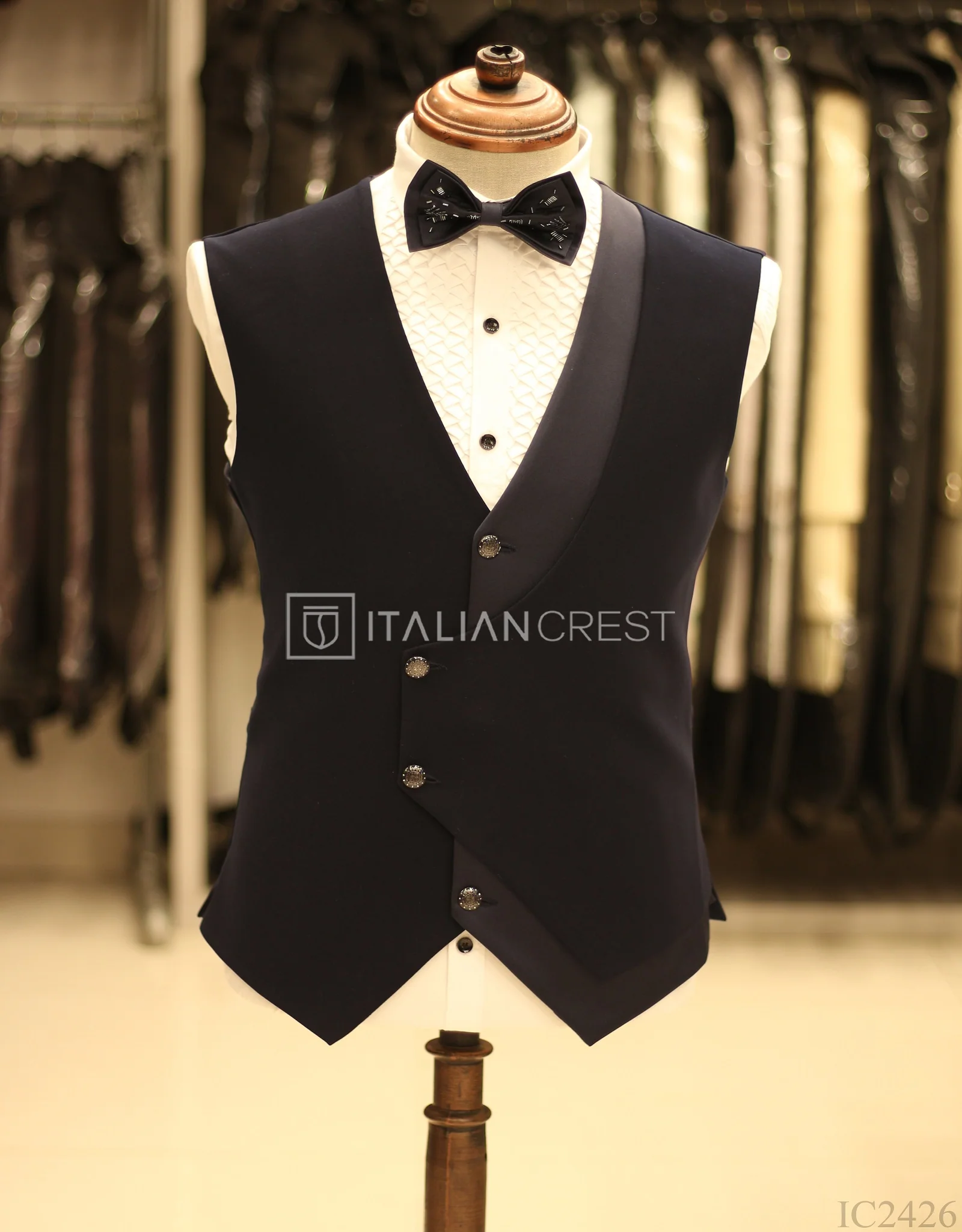 Blue Embroidery Work 5pc Wedding Suit - Image 2