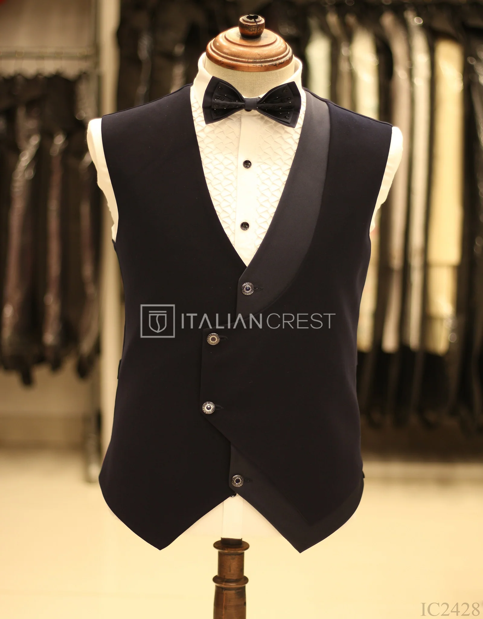 Blue Embroidery Work 5pc Wedding Suit - Image 2