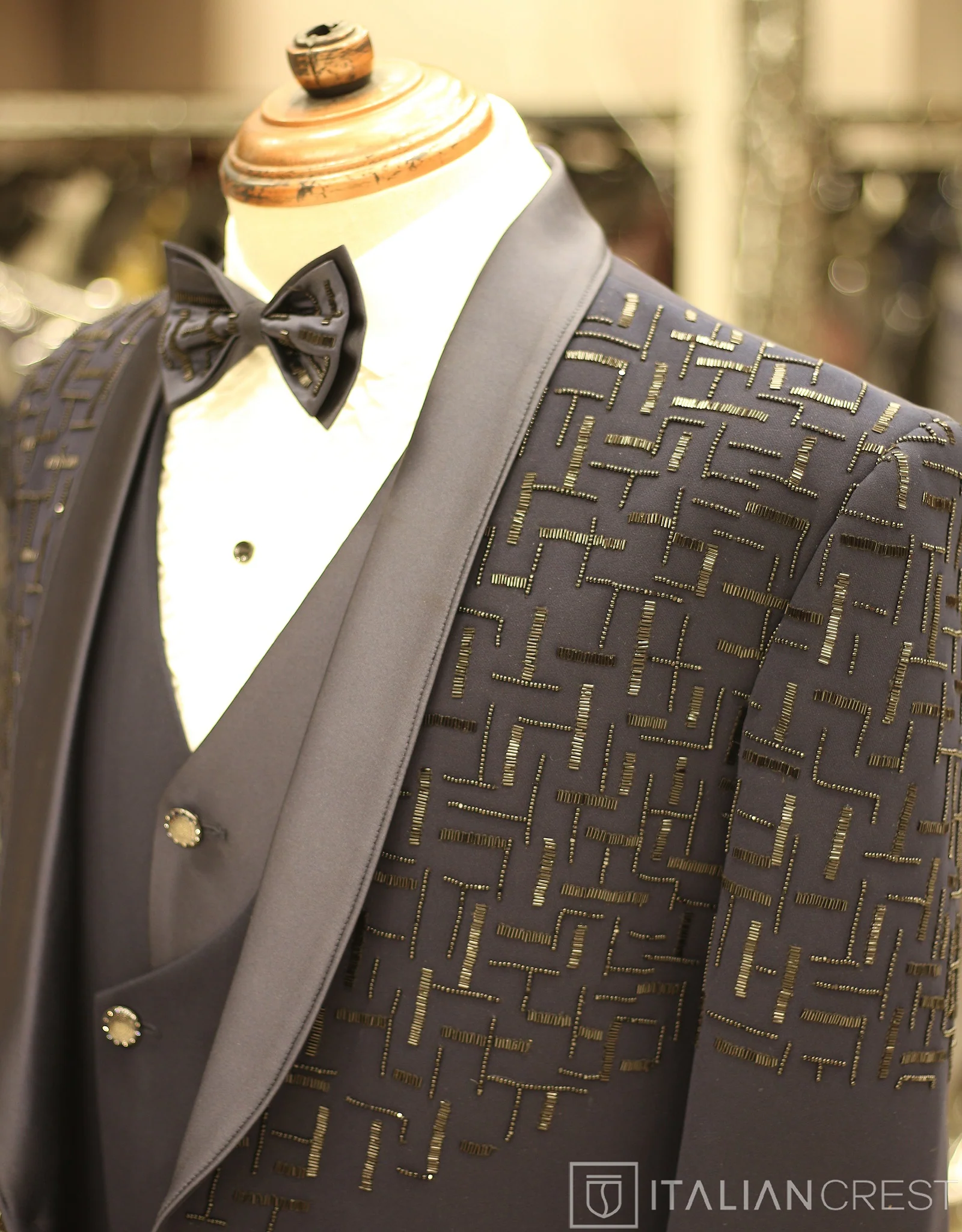 Navy Blue Embroidery Work 5pc Wedding Suit