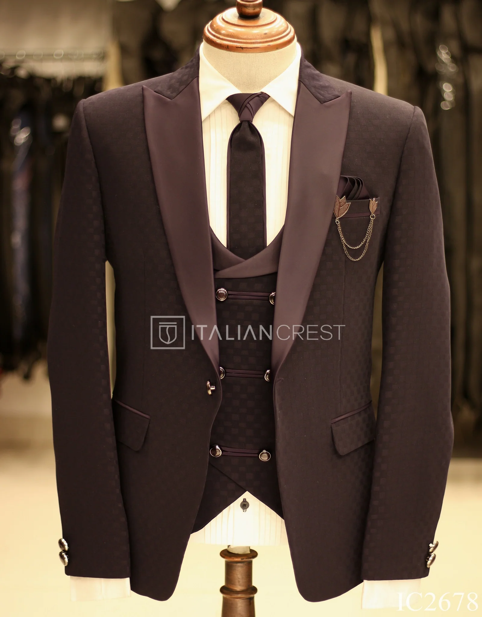Dark Purple 5pc Wedding Suit - Image 3