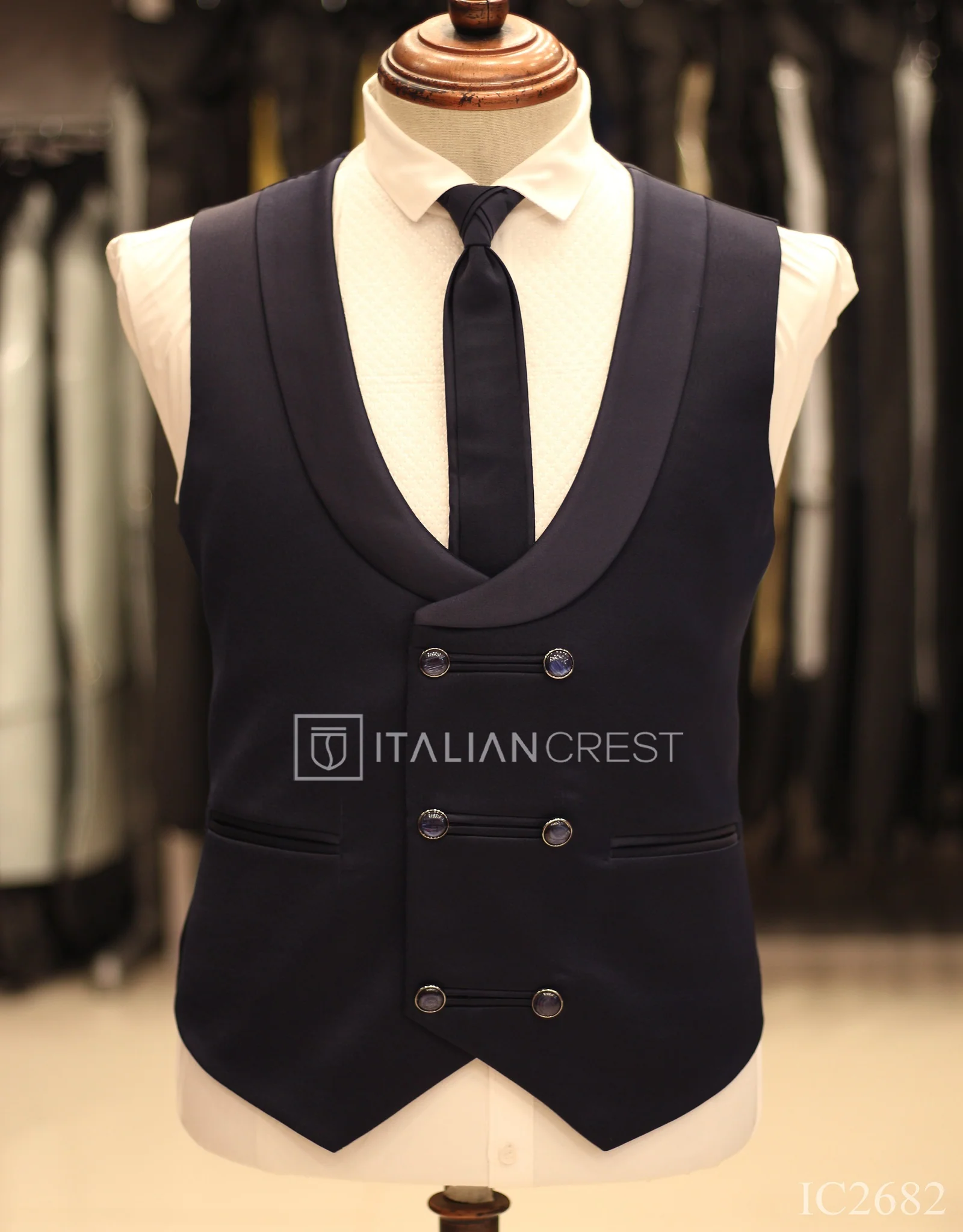 Navy Blue 5pc Wedding Suit - Image 2