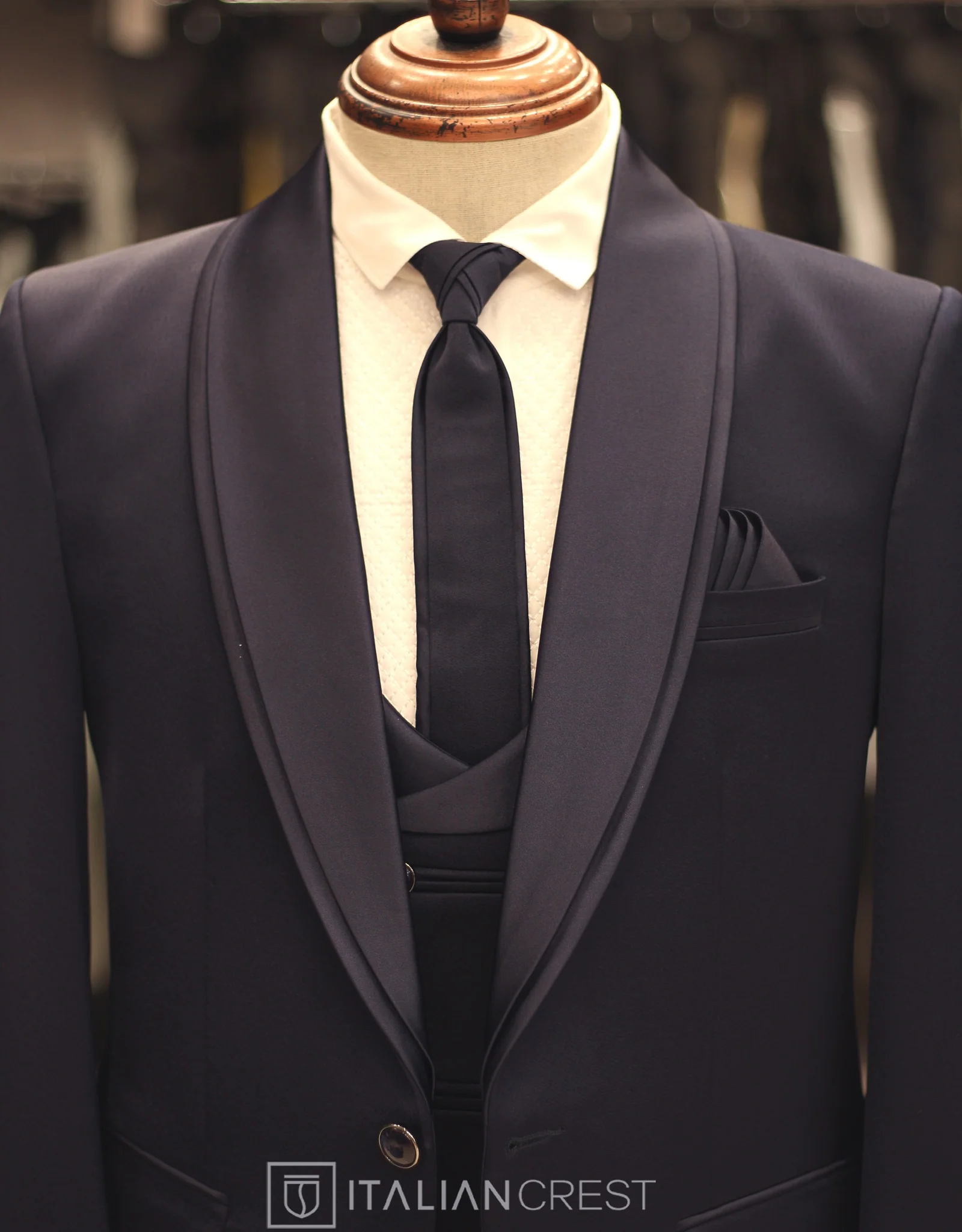 Navy Blue 5pc Wedding Suit - Image 4