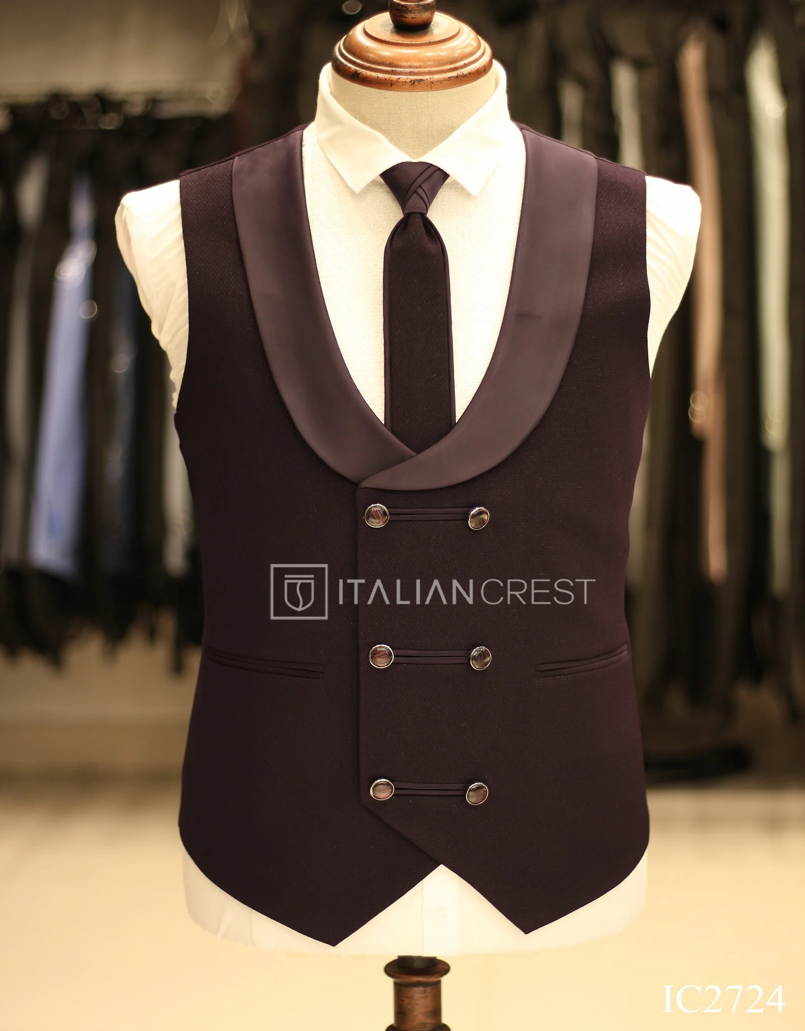 Dark Purple 5pc Wedding Suit - Image 2