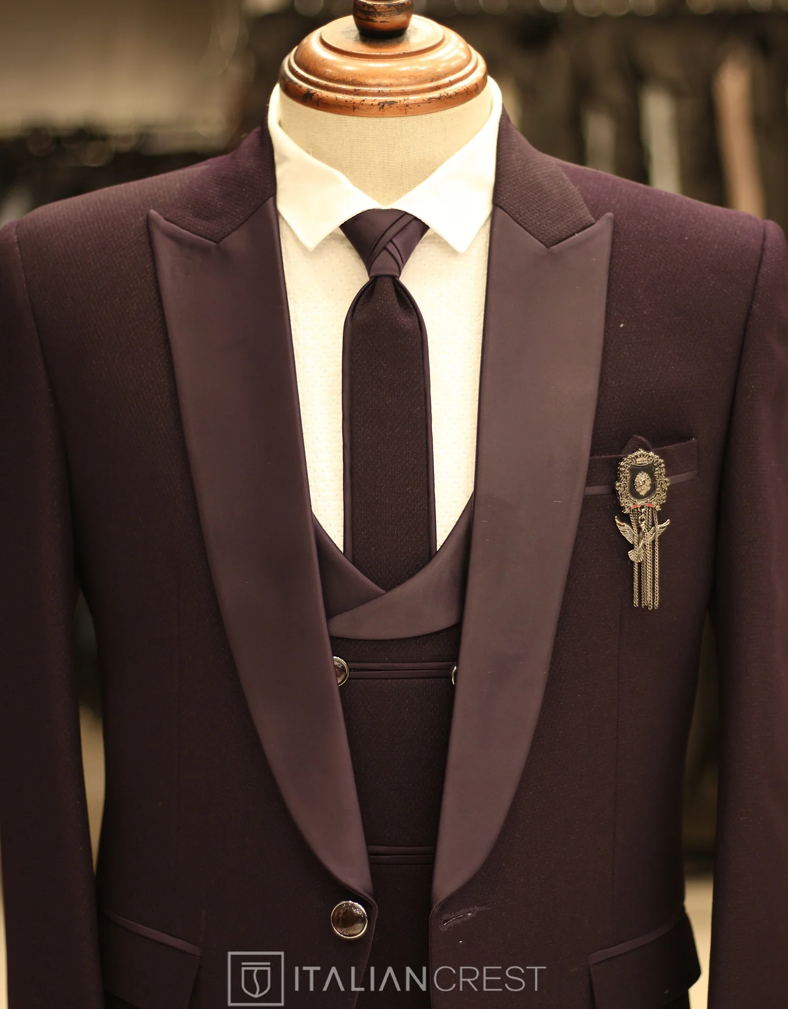 Dark Purple 5pc Wedding Suit - Image 4