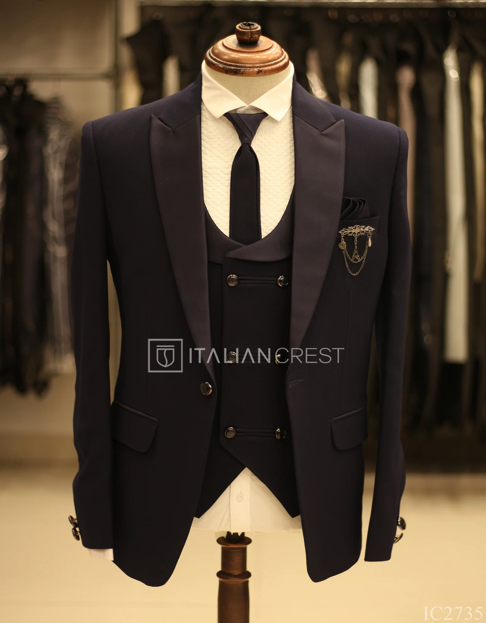 Blue 5pc Wedding Suit - Image 3