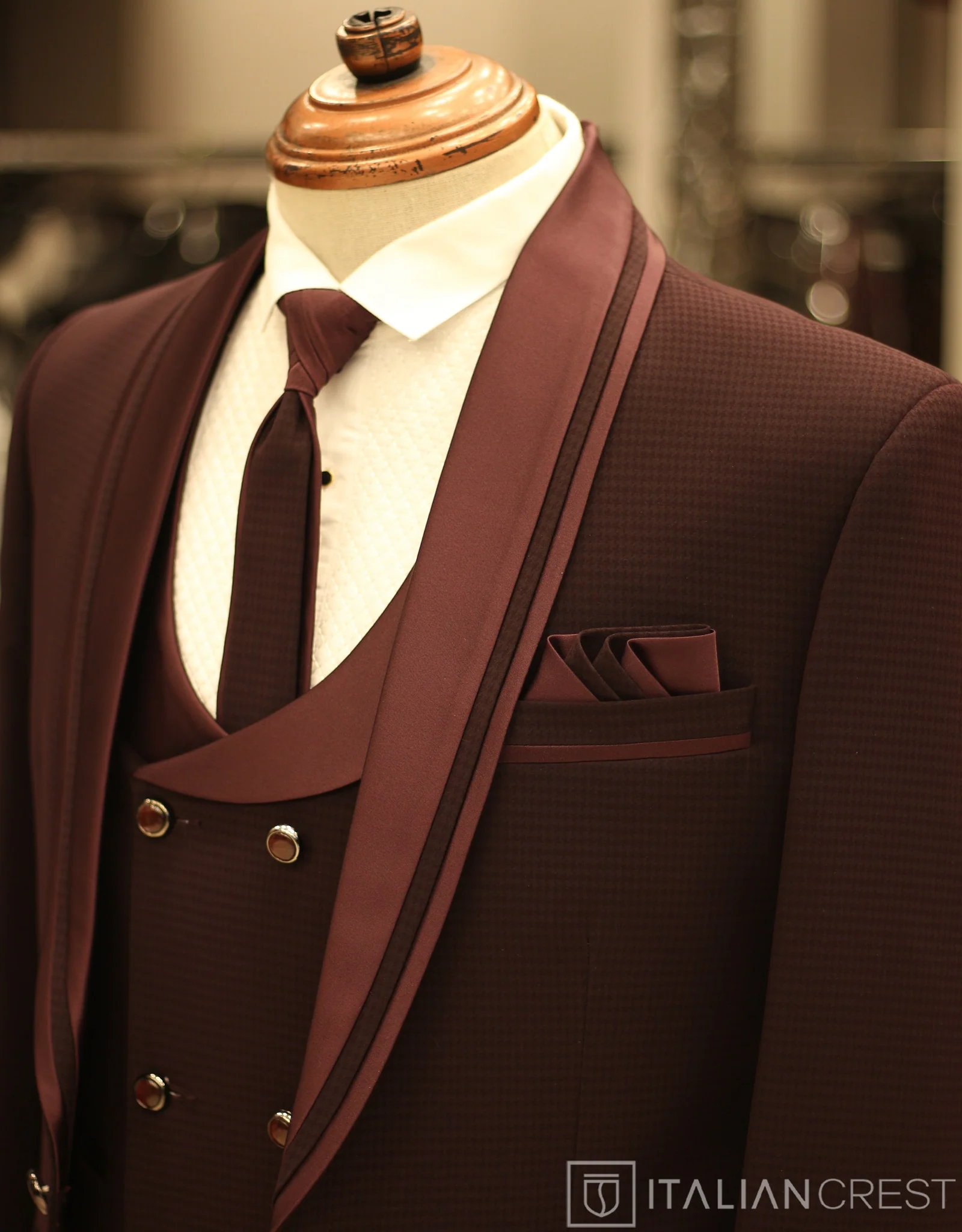 Wine 5pc Wedding Suit