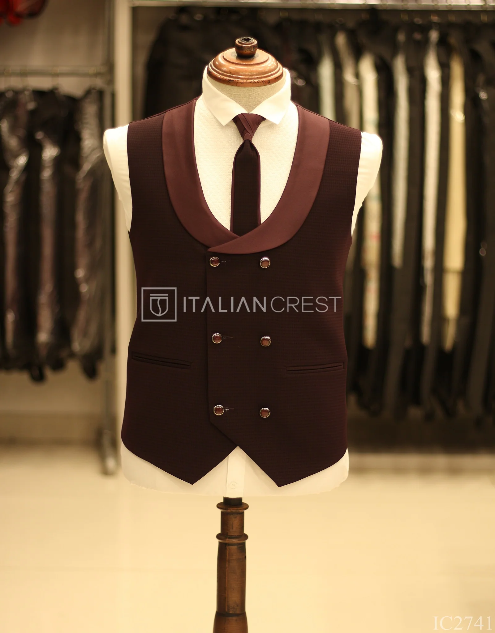 Wine 5pc Wedding Suit - Image 2