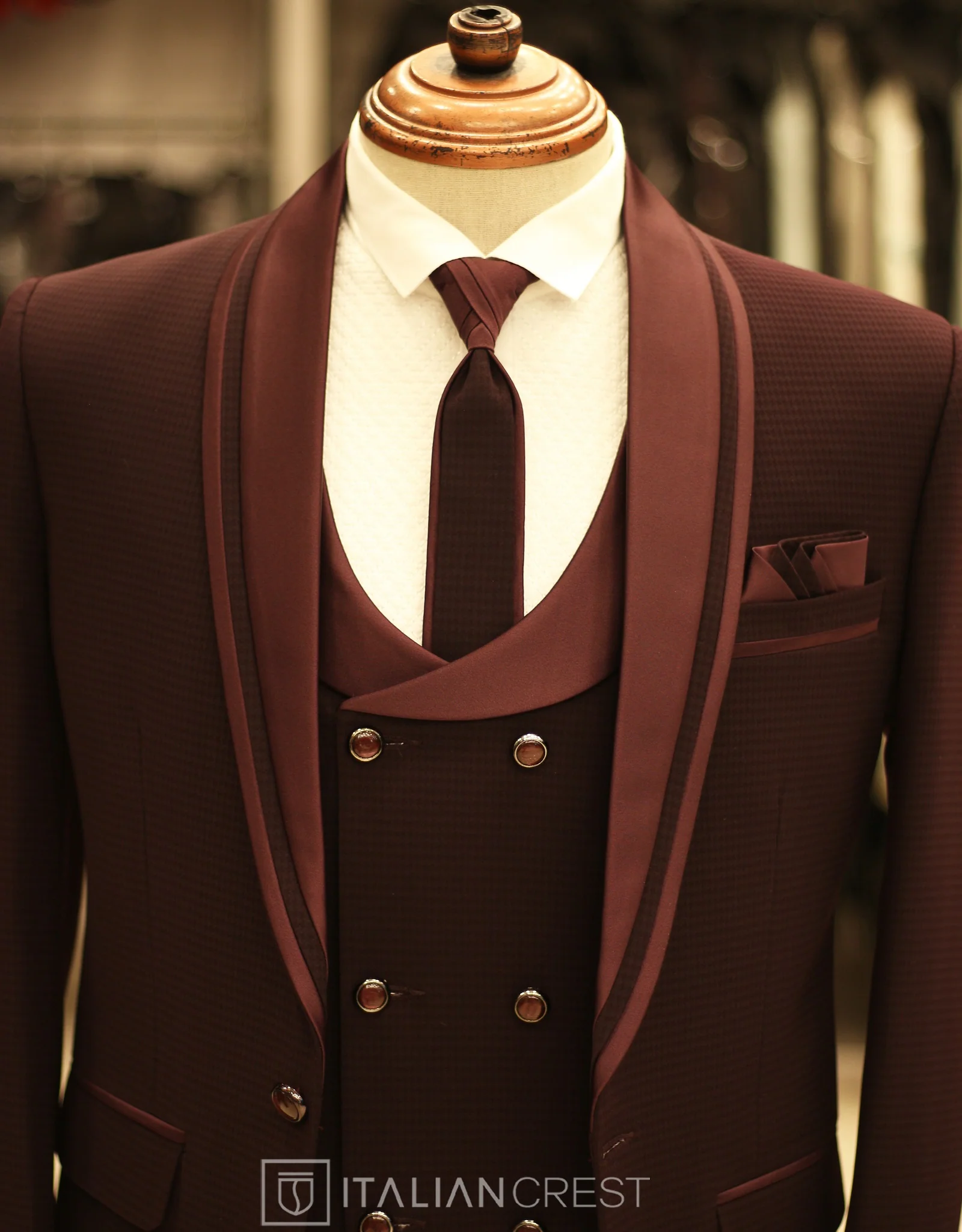 Wine 5pc Wedding Suit - Image 4