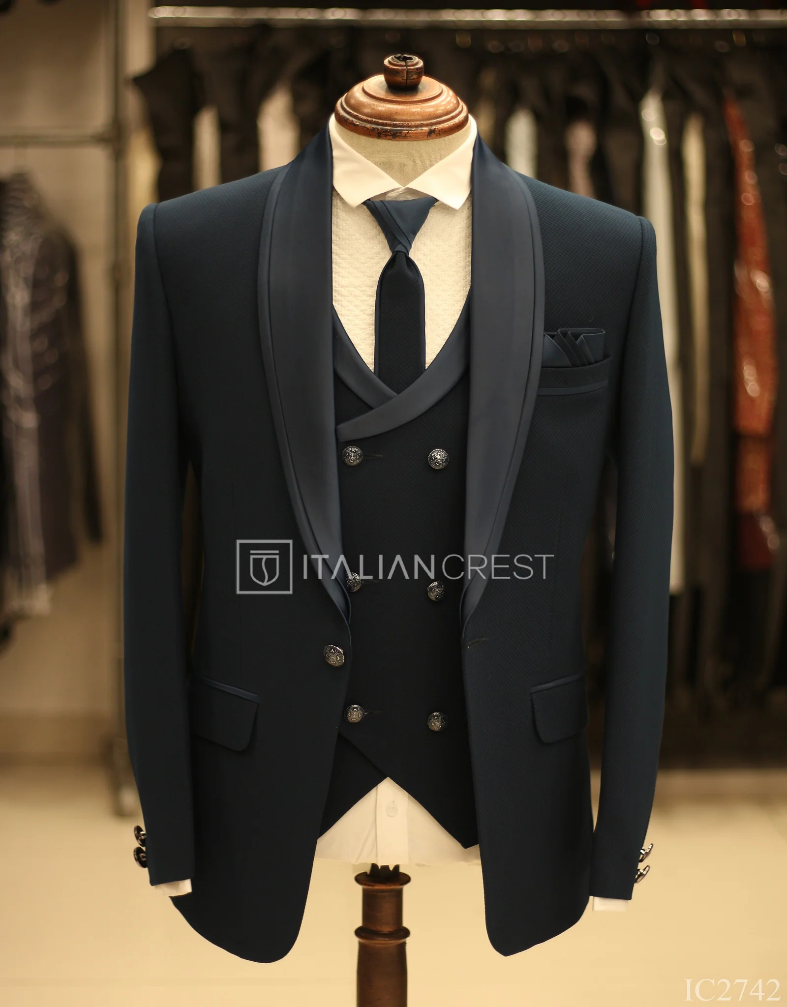 Blue 5pc Wedding Suit - Image 3