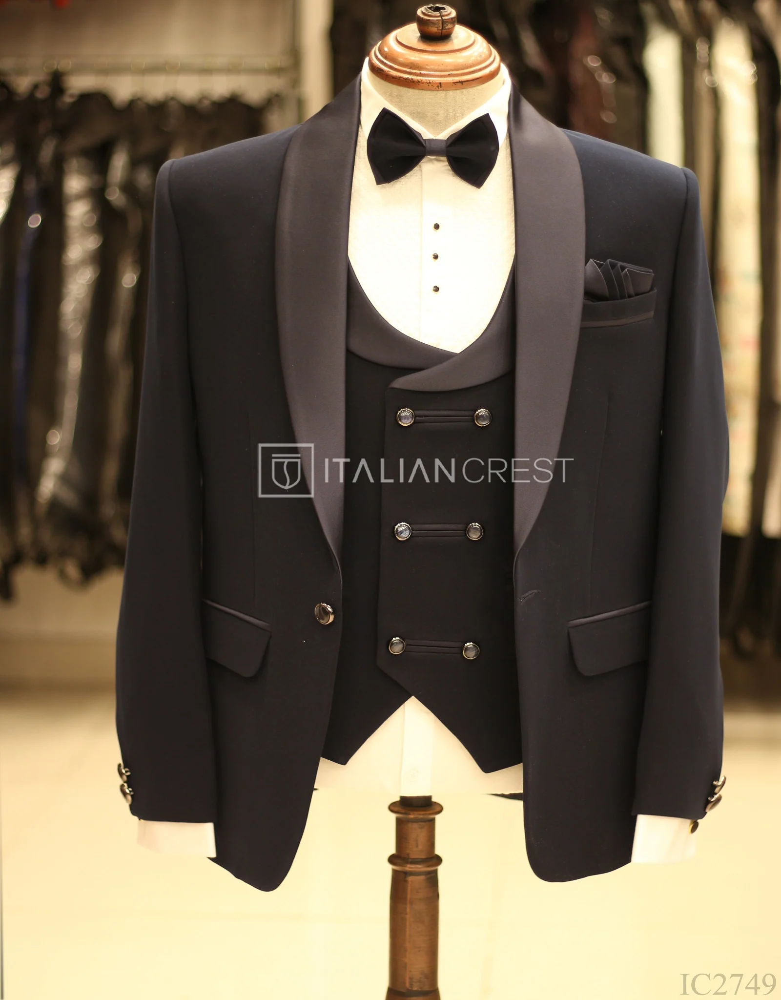 Navy Blue 5pc Wedding Suit - Image 3